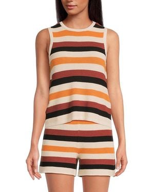 Vero Moda Striped Cotton Knit Tank - Orange