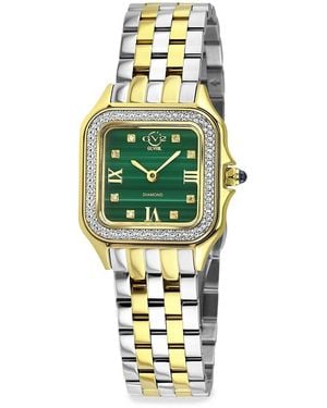 Gv2 27.5Mm Milan Two Tone Stainless Steel & Diamond Studded Bracelet Watch - Metallic