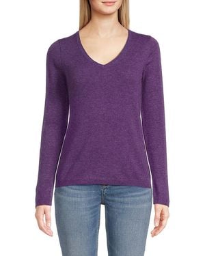 Sofiacashmere V Neck Cashmere Jumper - Purple