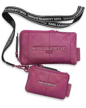 Karl Lagerfeld Maybelle Quilted Nylon Lanyard With Removable Pouch - Pink