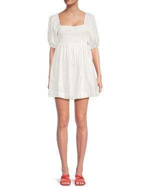 KOURT Bloom Puff Sleeve Mini Dress - White