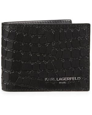 Karl Lagerfeld Embossed Leather Bifold Wallet - Black