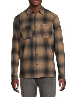 HUNTER Plaid Wool-Blend Overshirt Jacket - Brown