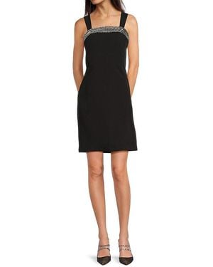 DKNY Embellished Neck Minidress - Black