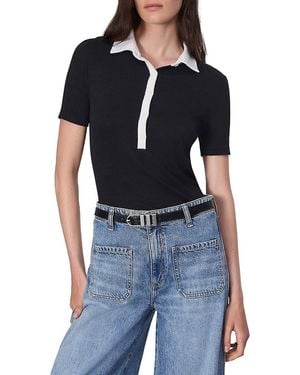 Rag & Bone Knit Button Short-sleeve Polo Shirt - Blue