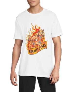 Cavalli Class by Roberto Cavalli Crewneck Graphic T-Shirt - White