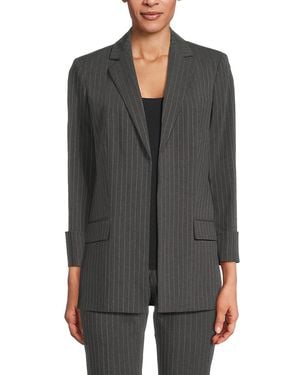 Calvin Klein Pinstripe Open-Front Blazer - Gray