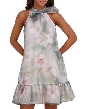 Kensie Floral Organza A-Line Minidress - White