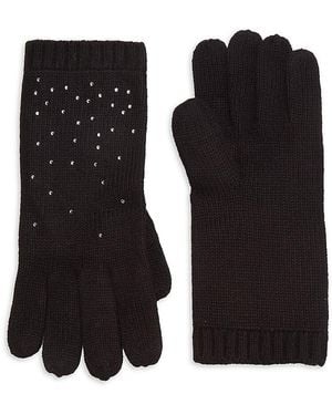 Kate Spade Rhinestone-Embellished Knit Gloves - White