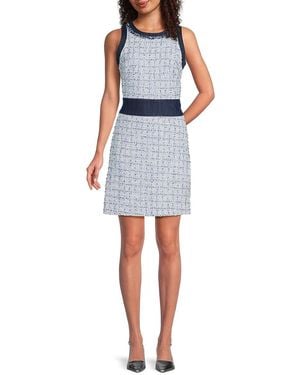 Karl Lagerfeld Colourblock Multi-Texture Tweed Sheath Dress - Blue