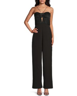 AMUR Quindell Rosette Satin-Trimmed Cutout Wide-Leg Jumpsuit - Black