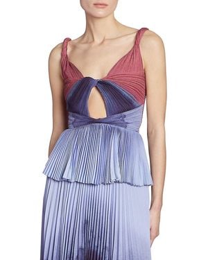 Altuzarra Minoa Cut-Out Satin Peplum Top - Blue