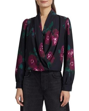 Figue Jackie Floral V-Neck Blouse - Blue