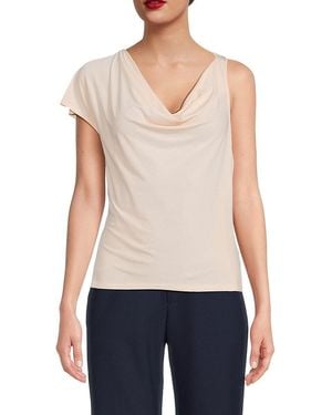 BCBGMAXAZRIA Cowlneck Asymmetric Pullover Top - Blue