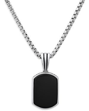 Anthony Jacobs Sterling Silver & Onyx Reversible Dog Tag Pendant Necklace - Black