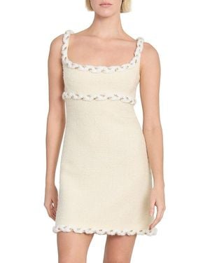 Giambattista Valli Tweed Braided Sleeveless Minidress - White