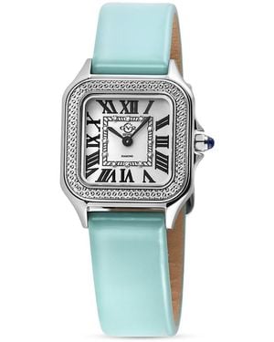 Gv2 Milan 27.5Mm Stainless Steel, 0.06 Tcw Diamond & Leather Strap Watch - Blue