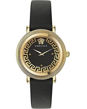 Versace Flourish Ip Goldtone & Leather Stap Watch/35Mm - Multicolor