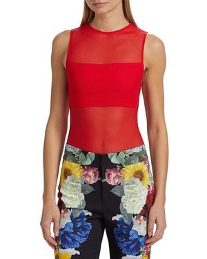 Alice + Olivia Alice + Olivia Bandeau Sleeveless Sheer Crewneck Bodysuit - Red