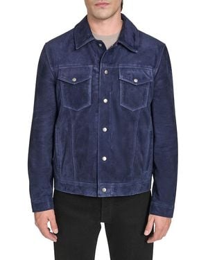 Cole Haan Suede Trucker Jacket - Blue