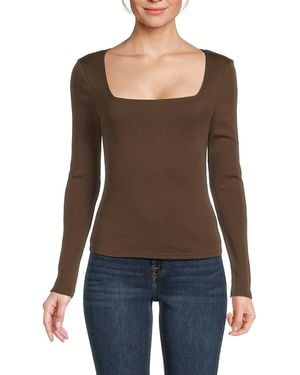 7 For All Mankind Solid Squareneck Top - Black