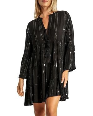 La Moda Clothing Sequin Cover Up Dress - Black