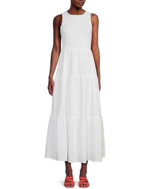 DKNY Smocked Tiered Maxi Dress - Black