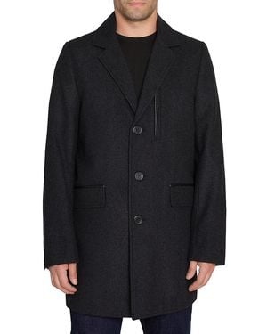 Sam Edelman Single Breasted Wool Blend Top Coat - Black