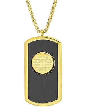 Anthony Jacobs 18k Yellow Goldplated Two Tone Stainless Steel Prayer Dog Tag