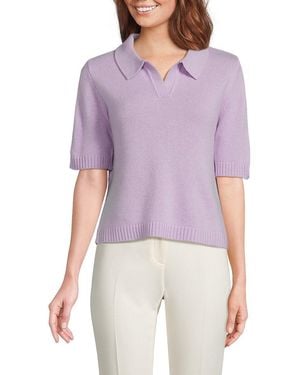 Saks Fifth Avenue 100% Cashmere Jumper Polo - Purple