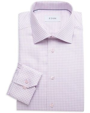 Eton Houndstooth Cotton Slim-Fit Dress Shirt - Purple