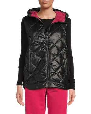 DKNY Hooded Quilted Puffer Vest - Black