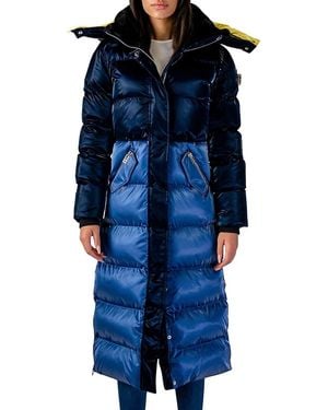 Woodpecker Faux Fur Longline Puffer Parka - Blue