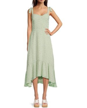 Lea & Viola Floral Tie-Strap High-Low Dress - Green