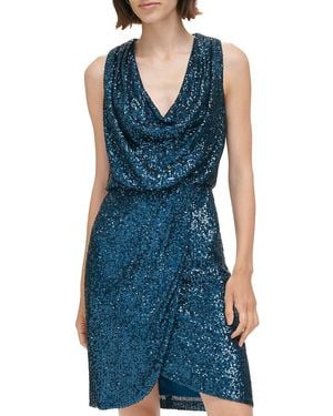 Eliza J Sequin Mini Cocktail Dress - Blue