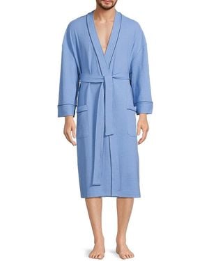 Saks Fifth Avenue Waffle Knit Robe - Blue