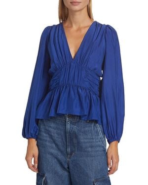 Sea Fabiola Silk Ruched Blouse - Blue
