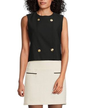 Lea & Viola Button Embellished Top - Black