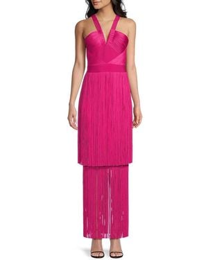 Hervé Léger Margaret Fringe Maxi Dress - Pink