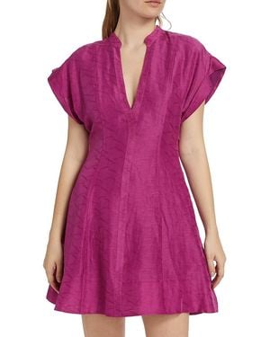 10 Crosby Derek Lam Christina Short-Sleeve Minidress - Purple