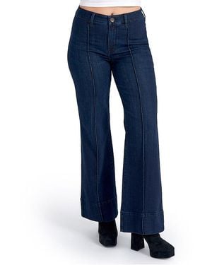 Seven7 Pintuck High-Rise Wide-Leg Jeans - Blue