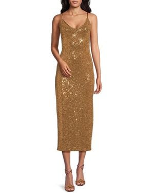 Bebe Sequin Midi-Dress - Natural