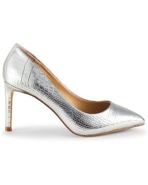 Charles David Metallic Croc Embossed Pumps - White