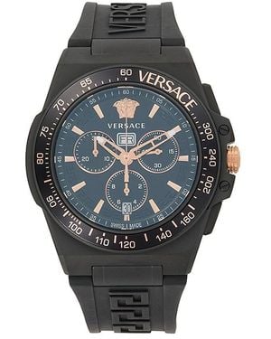Versace Greca Extreme Chrono Ip Stainless Steel & Silicone Strap Watch/45Mm - Grey