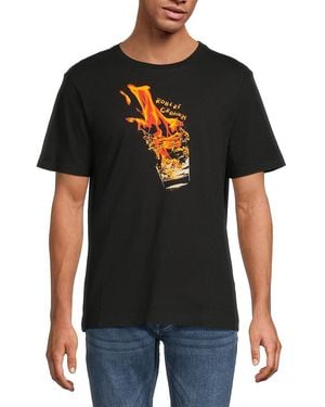 Robert Graham Whiskey On Fire Cotton Crewneck T-Shirt - Black
