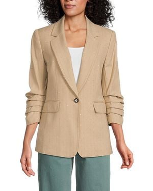 Karl Lagerfeld Ruched-Sleeve Tailored Blazer - Natural