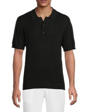 Onia Rib-Knit Polo T-Shirt - Black