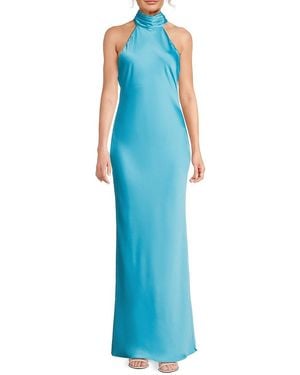 Ramy Brook Tatiana Halter Satin Gown - Blue