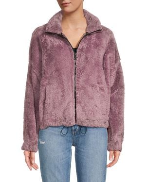 Calvin Klein Drop Shoulder Faux Fur Jacket - Red