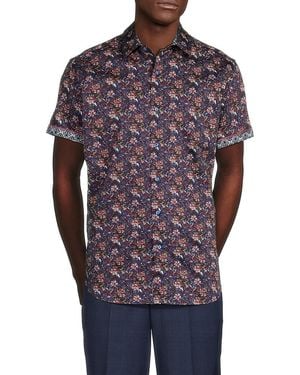 Robert Graham Keane Cotton Floral Shirt - Blue